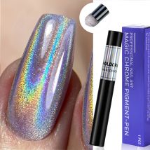 Nail Art Glitter Air Cushion Magic Pen Spiegeleffekt Chrompigment UV Gelpoliermittel Holographisches Nagelpulver Pigment Dekoration