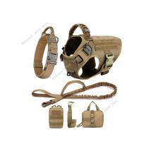 Large Dog Harness Collar Leash Molle Pouches Pet German Shepherd Malinois Training Walking Vest Dog Harnesses For Medium Dogs