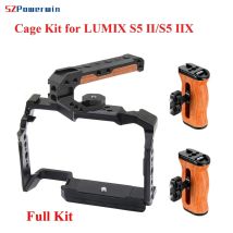 SZPowerwin Kamerakäfig für Panasonic S5II S5IIX Holz-Handgitter-Griff-Set, Aluminiumlegierung, multifunktionale Arri-Positionierungsschraube