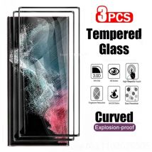 3 Stück gebogenes gehärtetes Glas für Samsung Galaxy S25 S23 S21 S24 Ultra S20 Plus Displayschutzfolie für Samsung Note 9 10 20 S10 S9