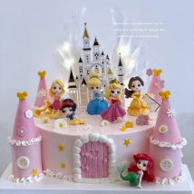 Disney Princess 6 pezzi Mini Belle Decorazione torta Ornamenti Rapunzel Biancaneve Cenerentola Q Edition Set Inserti compleanno per ragazze