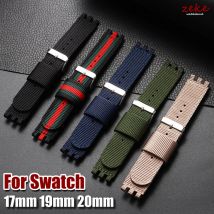 17mm 19mm 20mm Nylon Canvas Uhrenarmband für Swatch Ersatzarmband für Militärsport Armeegrün Armband Herren Damen Armbänder