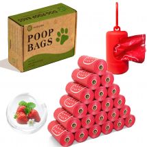 Photodegradable red dog poop bags with strawberry fragrance and thickened pet feces garbage bags with dispenser