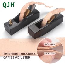 Practical Wooden Oval/Flat Leather Peeler / Thinned Ebony Edge Trimming Tool Leathercraft tool Working Safety Knife Cut Sharp