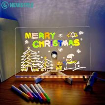 LED-Notiztafel mit Nachtlicht, bunt, 7 Stifte, DIY-Acryl-Nachrichtentafel, Kinder-Zeichenbrett für Kinder, Geburtstagsgeschenk