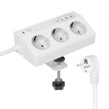 Multipresa europea con cavo di prolunga da 3 m, adatta per ufficio, scuola domestica e altri scenari