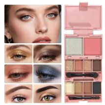 Tragbare Mini-Lidschatten-Palette, satte Farbe, Textmarker, Rouge, Kontur, wasserfest, langlebig, Make-up-Tablett