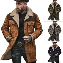 Herbst Winter Herren Jacke Wildleder Farbblock Jacke Multi-Pocket Reißverschluss Mantel Parka
