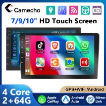 Camecho 7 9 10 pollici Android Autoradio 2 Din 2 + 64G Lettore multimediale automatico Wireless Carplay 2Din Autoradio Bluetooth GPS Stereo