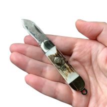 Deer Geweih Griff Mini Klapp Klinge Messer Damaskus Stahl Sharp Outdoor Camping Keychai EDC Messer Hand Werkzeug Für Überleben