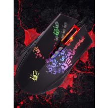 A4Tech Bloody A60 Gaming Mouse - RGB Neon LED, 6200 CPI, 8 Macro Keys, X'Glide Metal Boot, 1000 Hz Adjustable，0.2 ms Response