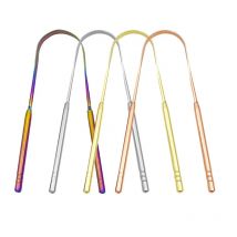 4 farben Edelstahl Zunge Schaber Metall Zunge Frischen Atem Reinigung Beschichtete Zahnbürste Oral Hygiene Schaber Reinigung Werkzeuge