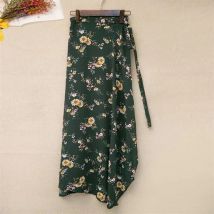 Einteiliger Split Print Spitze Wrap Y2K Rock Urlaub Frauen Hohe Taille Figurbetonter Rock Unregelmäßiger Strandrock