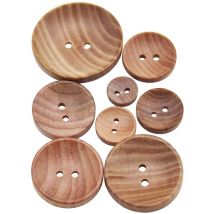 Natürliche Farbe Kamelie Holzmaserung Holzknöpfe Nähzubehör für Kleidung Dekorativ 2 Löcher Knopf 10mm-30mm 10 Stück 30 Stück