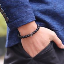 Vintage Edelstahl Kreuz Armband Männer einfachen Stil Freizeit Pulsira natürlichen Edelstein Braslet Geschenke für ihn erkek bileklik