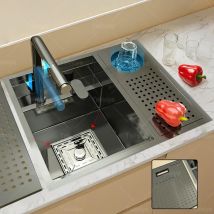 Lavandino per tazze Lavello nascosto Lavelli da cucina in acciaio inossidabile Caffetteria Bar Piccola fessura singola con coperchio Lavabo da giardino per balcone