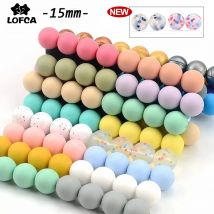 LOFCA 100 Stück/Lot Silikonperlen, 15 mm, lebensmittelechtes Silikon, BPA-frei, für Schlüsselanhänger, Halskette, Zubehör zur Herstellung von Schmuck