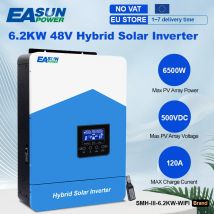 Inwerter hybrydowy EASUN 6.2KW 48V MPPT fotowoltaiczny, czysta sinusoida, moc 6500W, 500VDC, wbudowany kontroler ładowania solarnego 120A