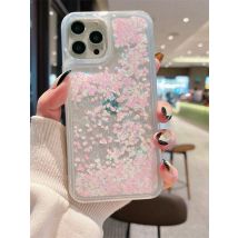Funda suave de Arena movediza para iPhone, 13, 14, 15 Pro Max, Arena brillante, corazón de amor, transparente, 15 Plus