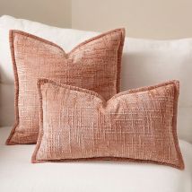 Woven Thick Solid Cushion Cover, Chenille, Ivory, Camel, Pink, Burnt Orange, Mustard Yellow, 45x45cm, 50x50cm, Home Sofa Decor