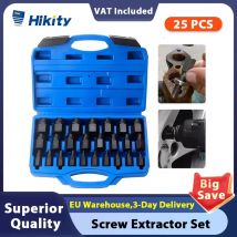 Hikity Set di estrattori per viti da 25 pezzi Set di estrattori per bulloni Multi-Spline a testa esagonale, Set di estrattori per viti danneggiate per la rimozione