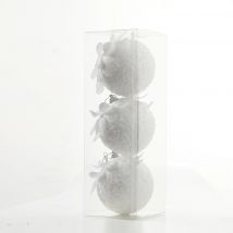 3pcs/Box 8cm Christmas Tree Ornaments White Petal Shape Balls Foam Snow Ball Xmas Hanging Pendants New Year Party Decor Navidad