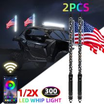 Universal 1/2PCS 60CM LED Peitsche Licht RGB LED Fahnenmast Lampe APP Fernbedienung Dekorative Licht für Auto SUV ATV UTV RZR 12V