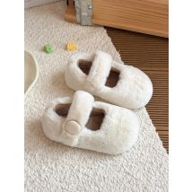 Children's Comfortable Non Slip Cotton Shoes Girls Ballet Flats 2025 Winter Luxury Manmade Mink Fur Warm Plush Mary Jane Shoe