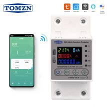 TOMZN 63A 80A WIFI Smart Energy Meter Kwh Messschalter Timer mit Spannungsstrom- und Auslaufschutz TUYA Leistungsschalter