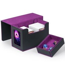 Card Deck Box with Display Window, Deck Box with Dice Tray For 200 Double-Sleeved Cards, Fits for TCG CCG Magic Cards