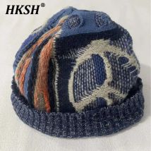 HKSH Herbst Winter Neue männer Trend Hüte Retro Gestrickte Hut Farbe Kontrast Patchwork Casual High Street Frauen Flut Punk kappe HK3190