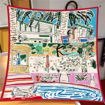 Neues Design Graffiti Skating Schuhe Twill Seide Schal Schal Marke quadratischen Schal Frauen Hijab Bandana Foulard Halstuch Kopftücher