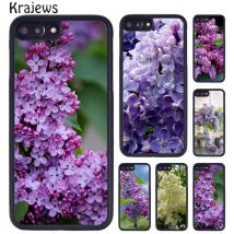 Krajews White Purple Lilacs Flower Phone Case For iPhone 17 Air 16 15 14 11 12 13 Pro MAX Plus cover shell coque