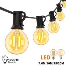 G40 Decoration Outdoor LED String Lights 1.5W Globe Amber Glass Bulb Dimmable Garland Festoon Street Patio Party Hanging Lights