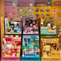 Area-X Sanrio Surprise Blind Box Building Blocks Mini Shop Hello Kitty Kuromi Cinnamoroll Model Decoration Toys For Kids Gift