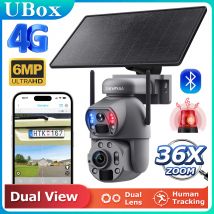 SHIWOJIA 6K 12MP 36X Zoom Solar Camera 4G Sim/WIFI Dual Lens Dual PIR Detection Humanoid Auto Tracking Outdoor Security Camera