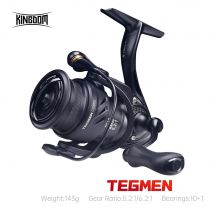 Kingdom Tegmen 5.2:1 6.2:1 143g Spinningowe kołowrotki wędkarskie Szybkie przełożenie Lekki korpus z włókna węglowego Przeciągnij 10+1 Ilość łożyska