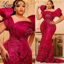 Pink Meerjungfrau Ballkleider plus Größe schwarze Frauen arabische Abendkleid Party zweiten Empfang Geburtstag Verlobung kleider