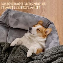 Fodera in flanella di quercia e tè Lettino per cani lavabile - Tappetino per cani antiscivolo con cerniera - Divano per cani grigio