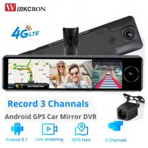 3 Camera 10.8" IPS Car Rearview Mirror DVR Camera 4G WIFI ADAS Android 8.1 GPS Navigation Car Dash Cam FHD 1080P Video Recorder