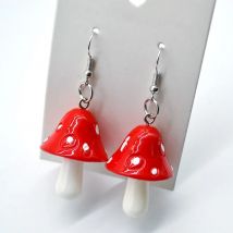 Sweet Resin Mushroom Earrings Handmade Plastic Simulation Mushroom Long Pendant Earring Jewelry For Women Girls Gift