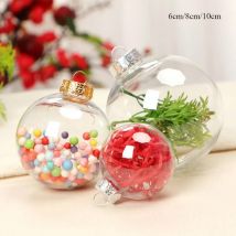 6cm/8cm/10cm Weihnachten Ball Kunststoff Baubles Klar Fillable Weihnachten Baum Hängen Dekorationen Ornament Neue jahr Diy Decor