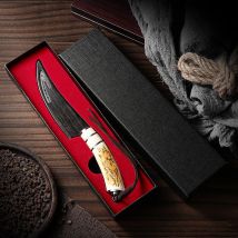 Coltello per disossare con lama curva affilata per confezione regalo Cucina Coltello per forgiatura ad alta durezza Coltello per frutta affilato con struttura di Damasco