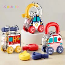 Montessori Baby Lernen Schlösser Und Schlüssel Frühe Pädagogische Puzzle Spielzeug 3PCS Hand-Auge-koordination Sensorischen Auto Spielzeug Für Kleinkinder