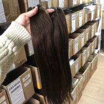 Brauner Echthaar-Einschlag, gerade, Echthaar-Bündel, Haareinschlag, natürliche Echthaarverlängerungen, 30,5–61 cm, doppelter Schuss für den Salon