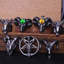 Gothic Vintage Edelstahl Schädel Ziege Halskette für Mann Kette Punk Street Hip Hop Stil Tier Anhänger Schmuck Großhandel