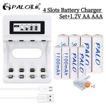 Zestaw akumulatorów PALO 1.2V AA 3000mAh AAA 1100mAh Ni-MH z ładowarką inteligentną z 4 gniazdami i wyświetlaczem LCD