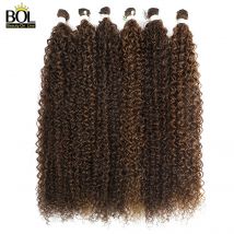 BOL Estensioni sintetiche dei capelli ricci crespi Fasci ricci lunghi Jerry Ombre Biondi Capelli finti all'uncinetto per le donne Onda resistente al calore