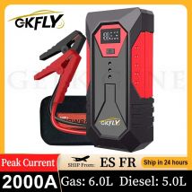 GKFLY Arrancador de batería de coche Banco de energía 2000A Arrancador de emergencia portátil 12V Dispositivo de arranque automático para gasolina 6.0L Diesel 5.0L