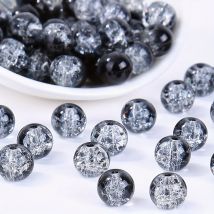 200/100pcs 6-8mm creative black and white acrylic cracked beads, suitable for women, DIY bracelets, necklaces, jewelry materials